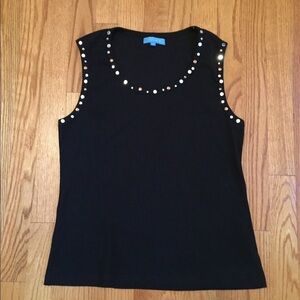 Cable and gauge -sleeveless top with gem detail